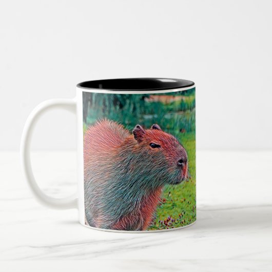 AnimalMix_Capybara_002 ツートーンマグカップ (左)