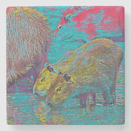 AnimalMix_Capybara_005 ストーンコースター (正面)