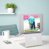 AnimalMix_Elephant_002 シール (デスク上のノートパソコン)