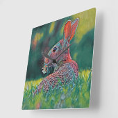 AnimalMix_Rabbit_048 スクエア壁時計 (傾斜)