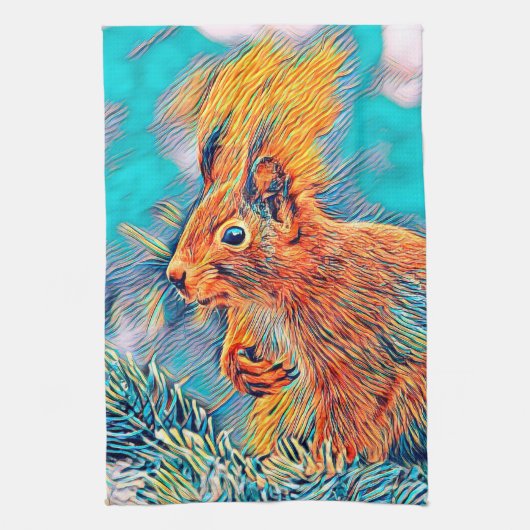 AnimalMix_Squirrel_001 キッチンタオル (縦)