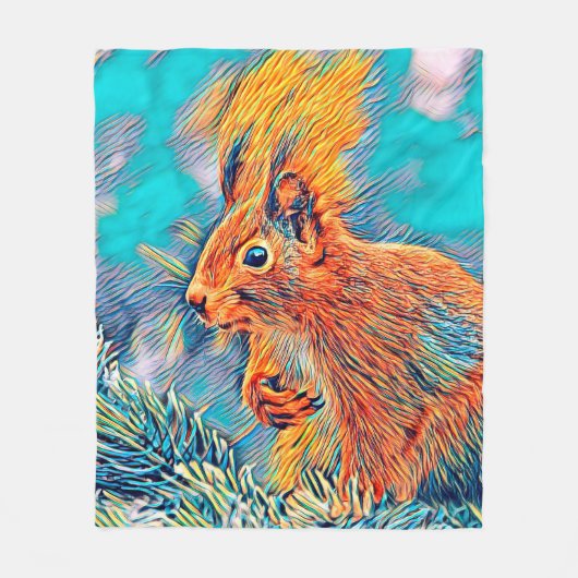 AnimalMix_Squirrel_001 フリースブランケット (正面)