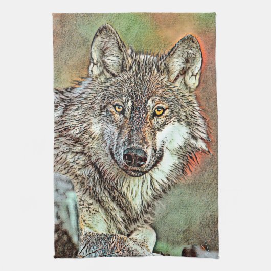 AnimalMix_Wolf_004 キッチンタオル (縦)