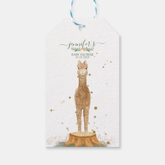 Animals Alpaca script baby shower birthday ギフトタグ (裏面)