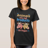 Animals Are Not Products Go Vegan Tシャツ (正面)