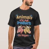 Animals Are Not Products Go Vegan Tシャツ (正面)