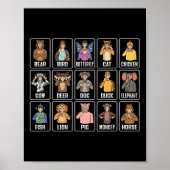 Animals Asl Hand Gesture Animals Deaf Hearing Loss ポスター (正面)