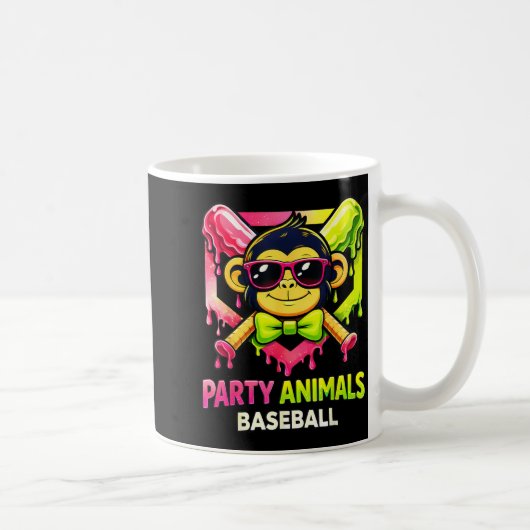 Animals Baseball Funny Monkey with Sunglasses Boy コーヒーマグカップ (右)