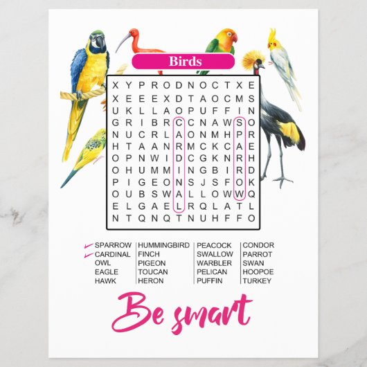 Animals & Birds Word Search | Fun Educational チラシ (正面)