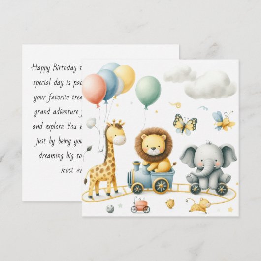 Animals birthday Personalize Custom card (正面/裏面)