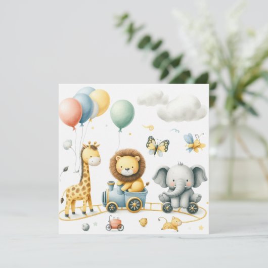 Animals birthday Personalize Custom card (スタンド正面)
