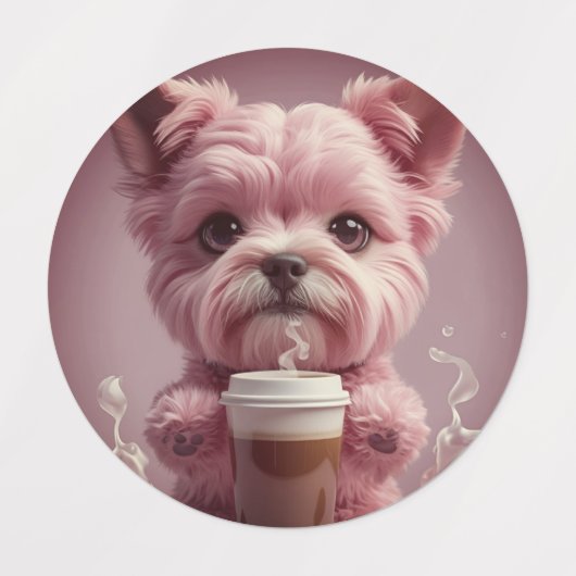Animals drinking cute coffee ラベル (デザイン2)