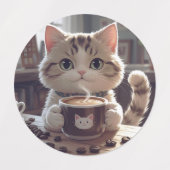 Animals drinking cute coffee ラベル (デザイン1)