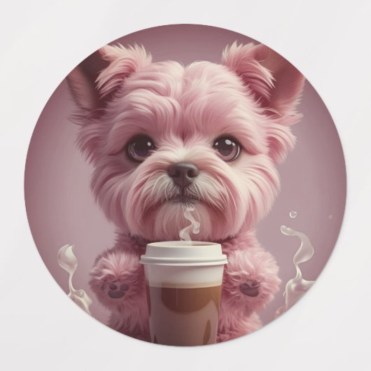 Animals drinking cute coffee ラベル (デザイン2)