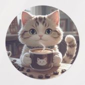 Animals drinking cute coffee ラベル (デザイン1)