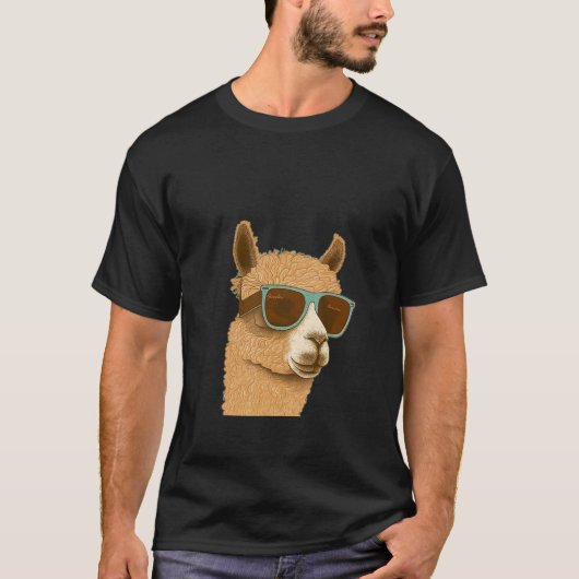 Animals Graphic  Alpaca Wearing Sunglasses 2 Tシャツ (正面)
