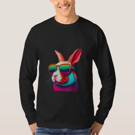 Animals Graphic  Bunny Wearing Sunglasses 3 Tシャツ (正面)