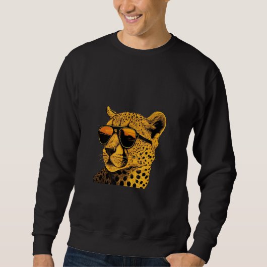 Animals Graphic  Cheetah Wearing Sunglasses 2 スウェットシャツ (正面)