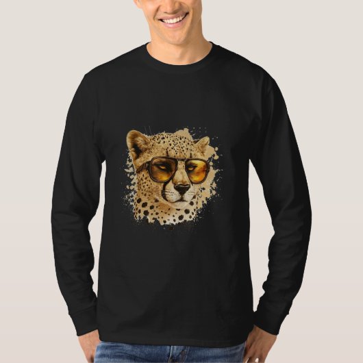 Animals Graphic Cheetah Wearing Sunglasses 5 Tシャツ (正面)