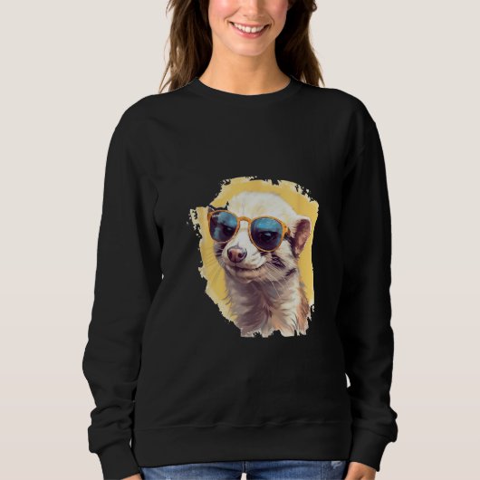 Animals Graphic  Ferret Wearing Sunglasses 2 スウェットシャツ (正面)