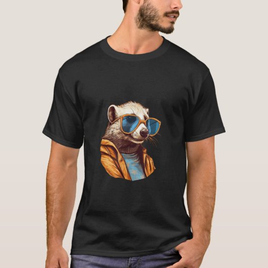 Animals Graphic  Ferret Wearing Sunglasses 3 Tシャツ (正面)