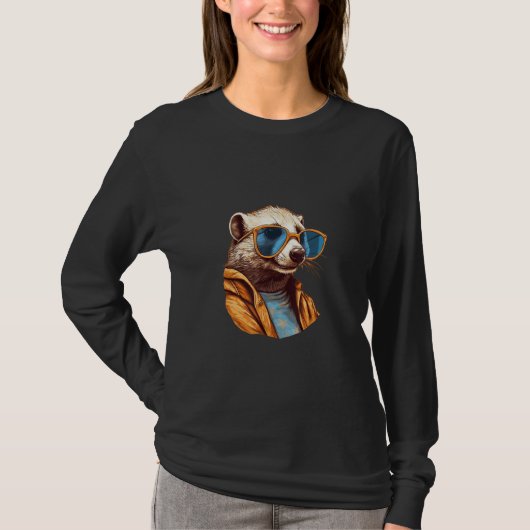 Animals Graphic  Ferret Wearing Sunglasses 3 Tシャツ (正面)