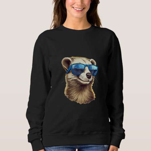 Animals Graphic  Ferret Wearing Sunglasses 5 スウェットシャツ (正面)