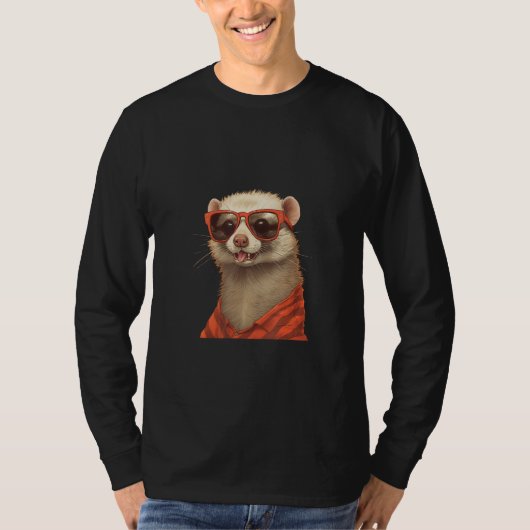 Animals Graphic  Ferret Wearing Sunglasses Tシャツ (正面)