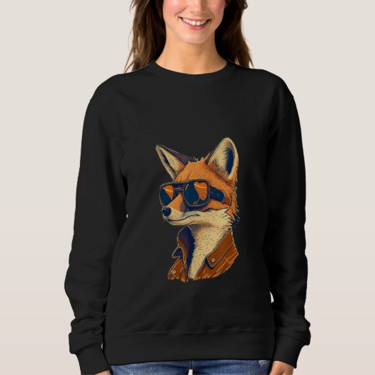 Animals Graphic Fox Wearing Sunglasses 1 スウェットシャツ (正面)
