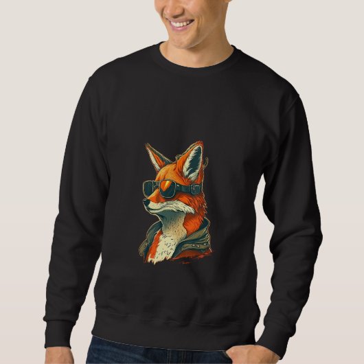 Animals Graphic  Fox Wearing Sunglasses 5 スウェットシャツ (正面)