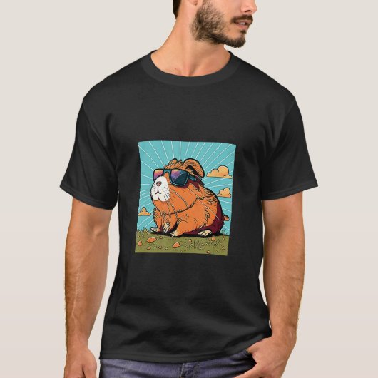 Animals Graphic  Guinea Pig Wearing Sunglasses 1 Tシャツ (正面)