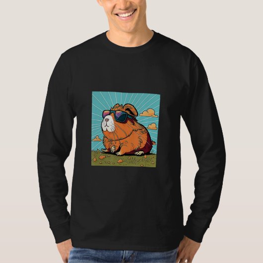 Animals Graphic  Guinea Pig Wearing Sunglasses 1 Tシャツ (正面)