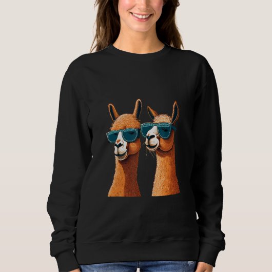 Animals Graphic  Llama Wearing Sunglasses 3 スウェットシャツ (正面)