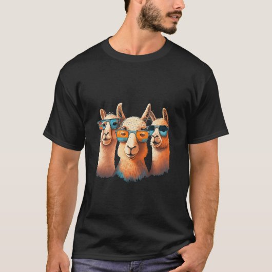 Animals Graphic  Llama Wearing Sunglasses 5 Tシャツ (正面)