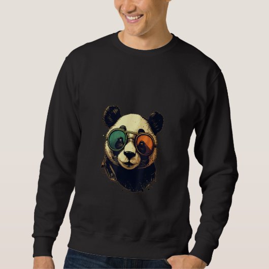 Animals Graphic  Panda Wearing Sunglasses 4 スウェットシャツ (正面)