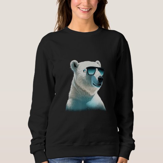 Animals Graphic  Polar Bear Wearing Sunglasses スウェットシャツ (正面)