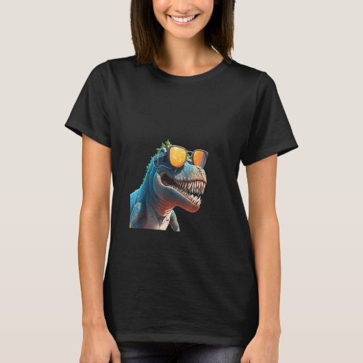 Animals Graphic  rex Dinosaur Wearing Sunglasses Tシャツ (正面)