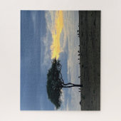 Animals grazing at sunset Kenya ジグソーパズル (縦)