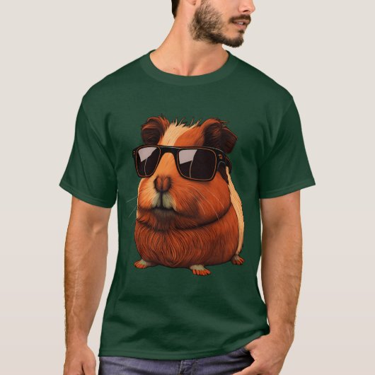 Animals Guinea Pig Wearing Sunglasses Tシャツ (正面)