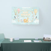 Animals Hot Air Balloons Clouds Cute Baby Shower  横断幕 (トレードショー)