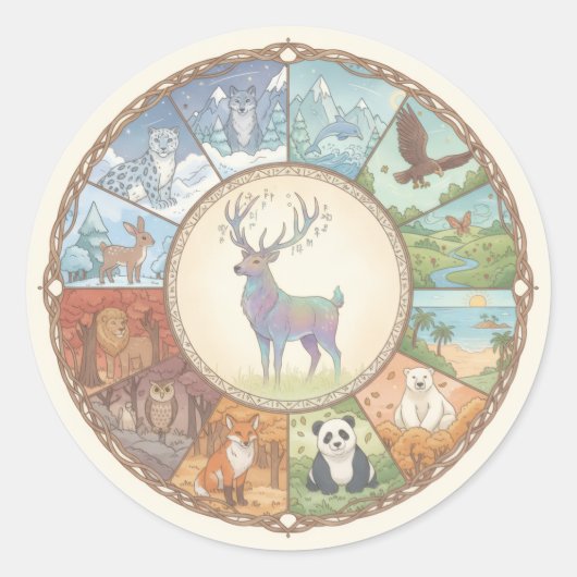Animals image round coaster sticker ラウンドシール (正面)