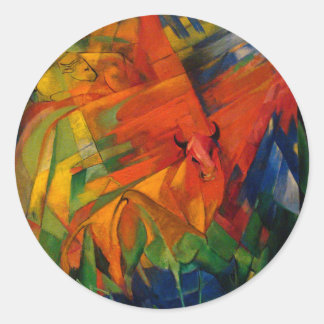 Animals in a Landscape by Franz Marc ラウンドシール