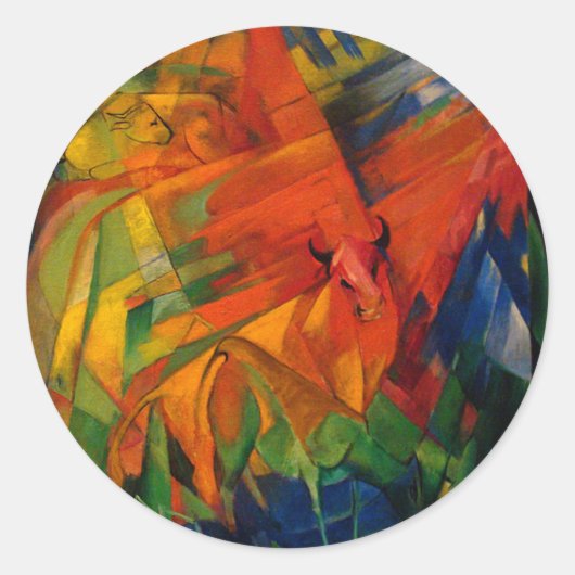 Animals in a Landscape by Franz Marc ラウンドシール (正面)