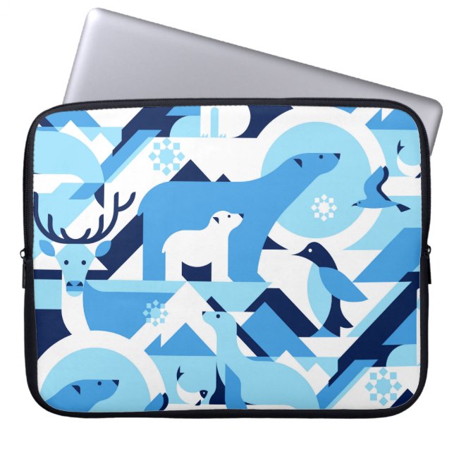 Animals in Arctic, Polar -抽象芸術パターン，海 ラップトップスリーブ (正面)
