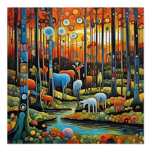 Animals in the wood ポスター (正面)