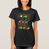 Animals Lights Merry Christmas Santa Giraffe Tシャツ (正面)