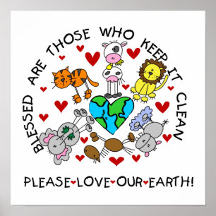 Animals Love the Earth T-shirts and GIfts ポスター