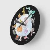 Animals of the World ラウンド壁時計 (傾斜)