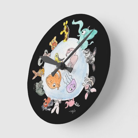 Animals of the World ラウンド壁時計 (傾斜)