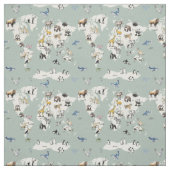 animals of the world nursery map - mint  ファブリック (見本)